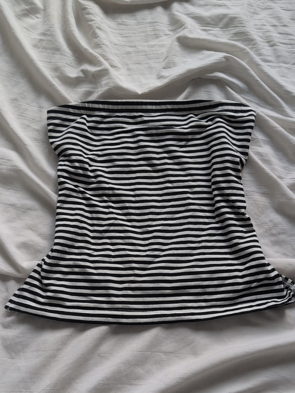 American Eagle Striped Black & White Strapless Tube Top